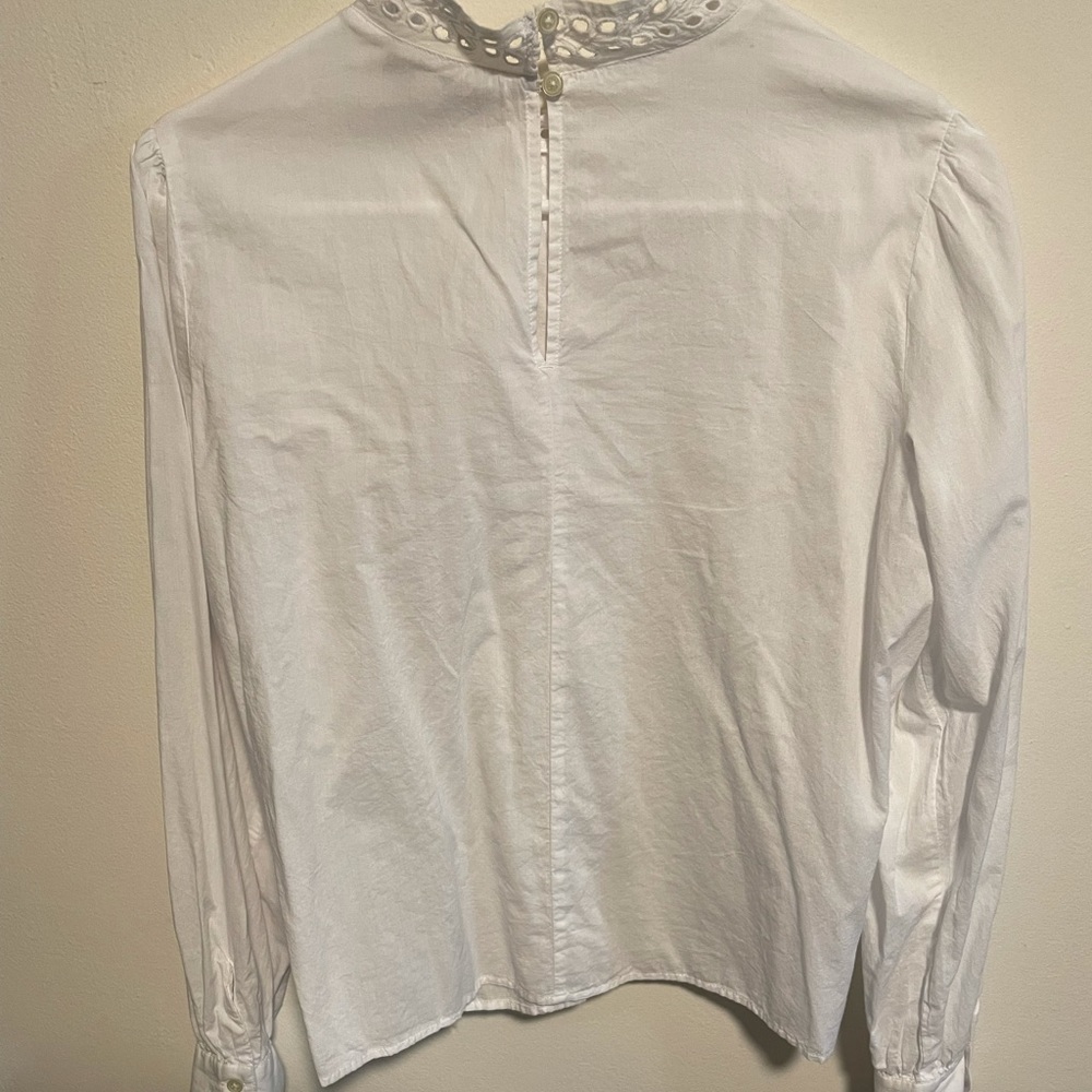 Loft White Blouse- Pattern Down Front - image 4